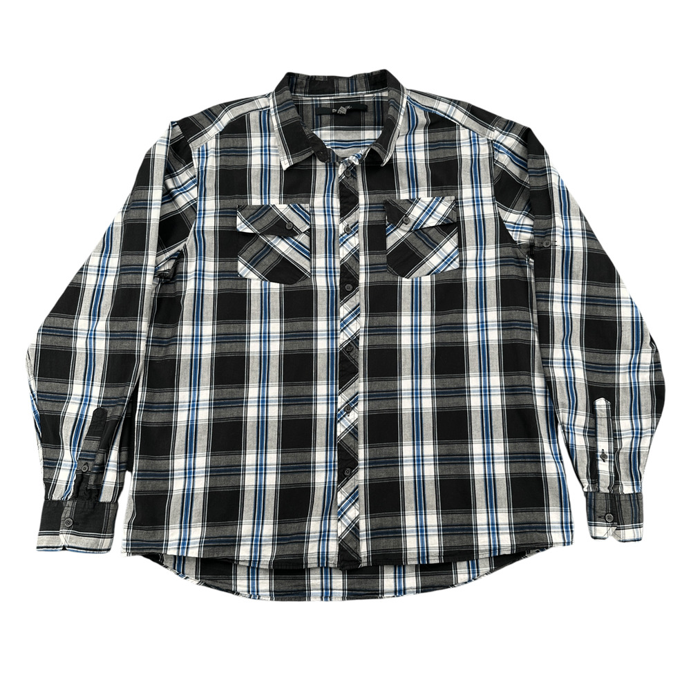 Rue21 Black Mens Plaid‎ Casual Long Sleeve Button Up Shirt Cotton XXL